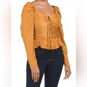 HOUSE OF HARLOW | Satin Ruched Top | Size XS
